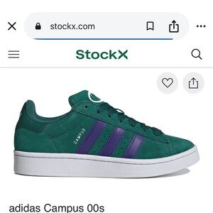 adidas Campus Suede Sneaker - Green with Purple Stripes